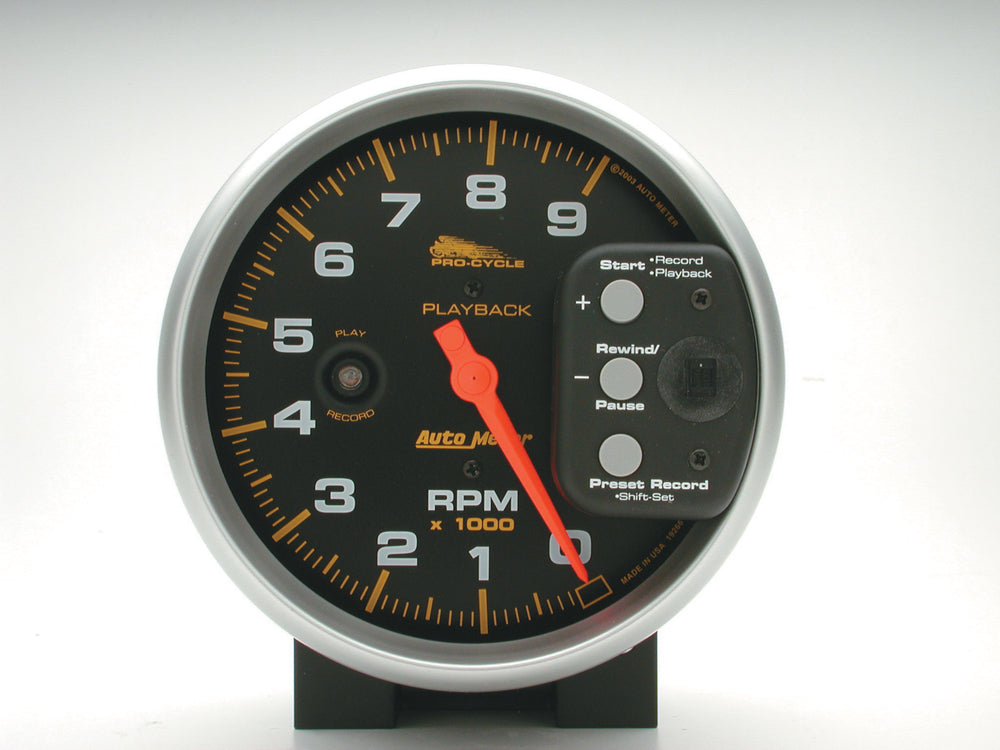 AutoMeter 5" Tachometer, 0-9,000 RPM, Black, Pro-Cycle