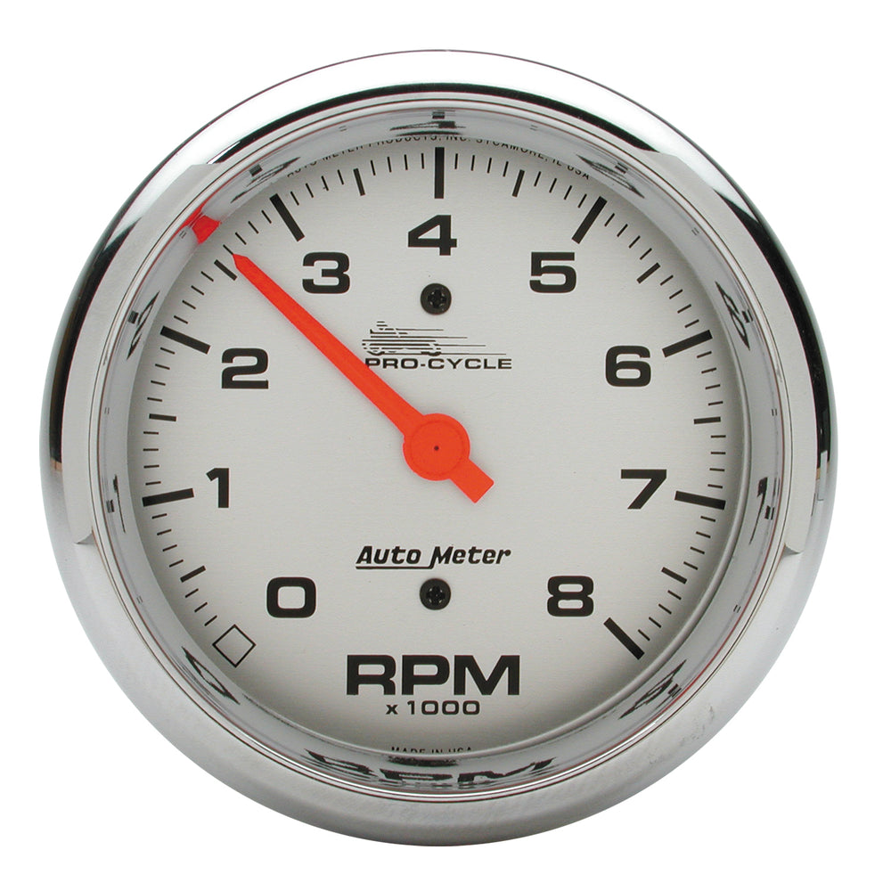 AutoMeter 3-3/8" Tachometer, 0-8,000 RPM, Silver, Pro-Cycle