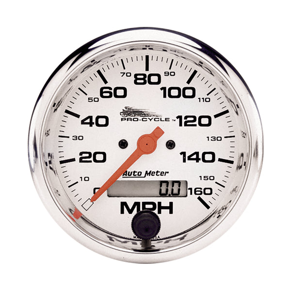 AutoMeter Indicateur de vitesse 3-3/4 po, 0-160 MPH, blanc, Pro-Cycle