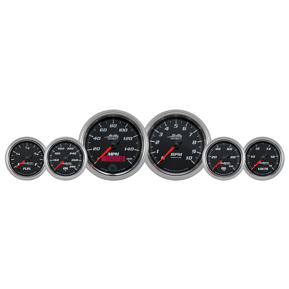 AutoMeter 6 Piece Bagger Kit, 160 MPH/0-10,000RPM/100 PSI/140-280 F/8-18V/280E-0F,BLACK