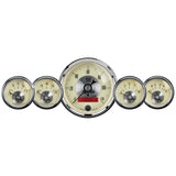 5 PC. GAUGE KIT, 3-3/8" & 2-1/16", ELEC. SPEEDO W/LCD ODO, PRESTIGE ANTQ. IVORY