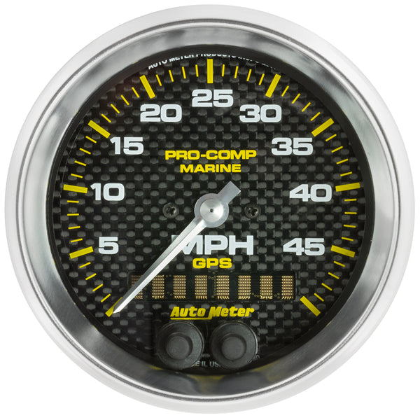 AutoMeter Gauge, Speedometer, 3 3/8", 50MPH, GPS, Marine Carbon Fiber