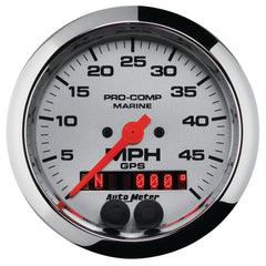 AutoMeter Gauge, Speedometer, 3 3/8", 50MPH, GPS, Marine Chrome