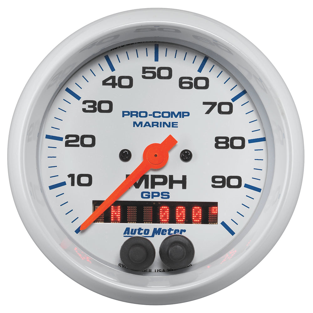 AutoMeter 3-3/8" GPS Speedometer, 0-100 MPH, Marine White