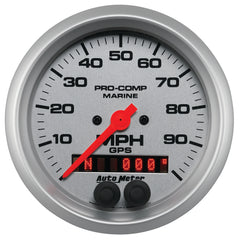 AutoMeter Gauge, Speedometer, 3 3/8", 100MPH, GPS, Marine Silver