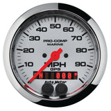 GAUGE, SPEEDOMETER, 3 3/8", 100MPH, GPS, MARINE CHROME