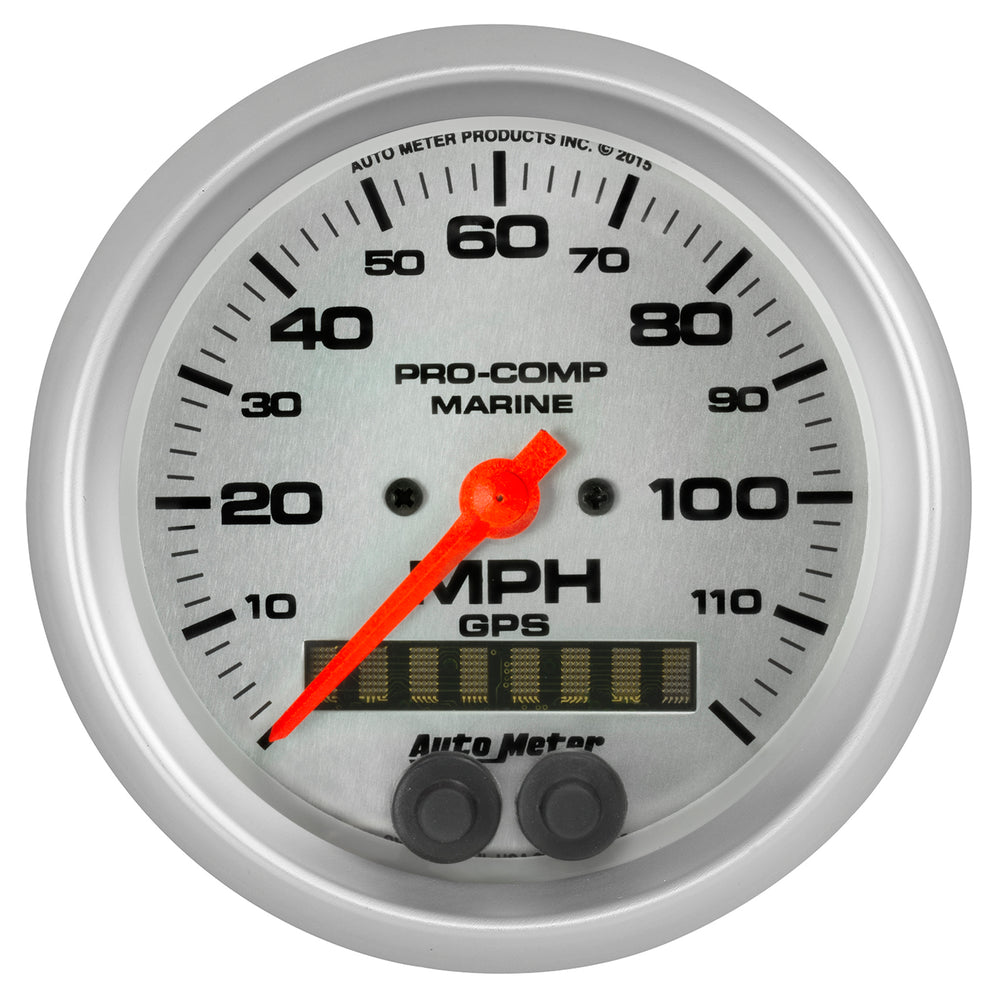 AutoMeter Gauge, Speedometer, 3 3/8", 120MPH, GPS, Marine Silver