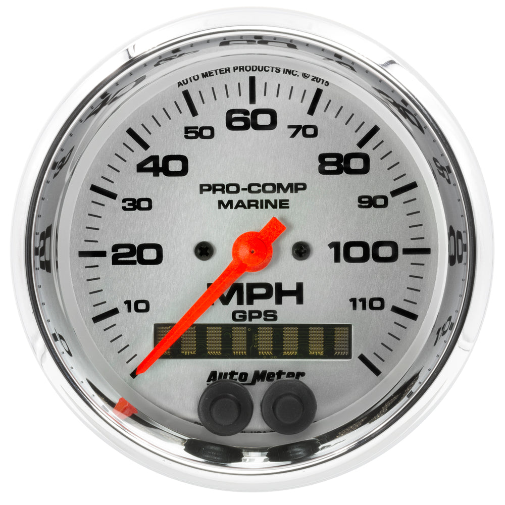 AutoMeter Gauge, Speedometer, 3 3/8", 120MPH, GPS, Marine Chrome