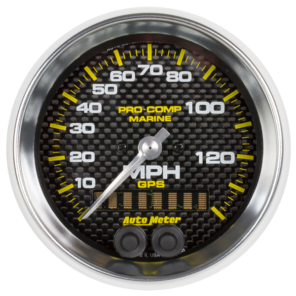 AutoMeter Gauge, Speedometer, 3 3/8", 140MPH, GPS, Marine Carbon Fiber