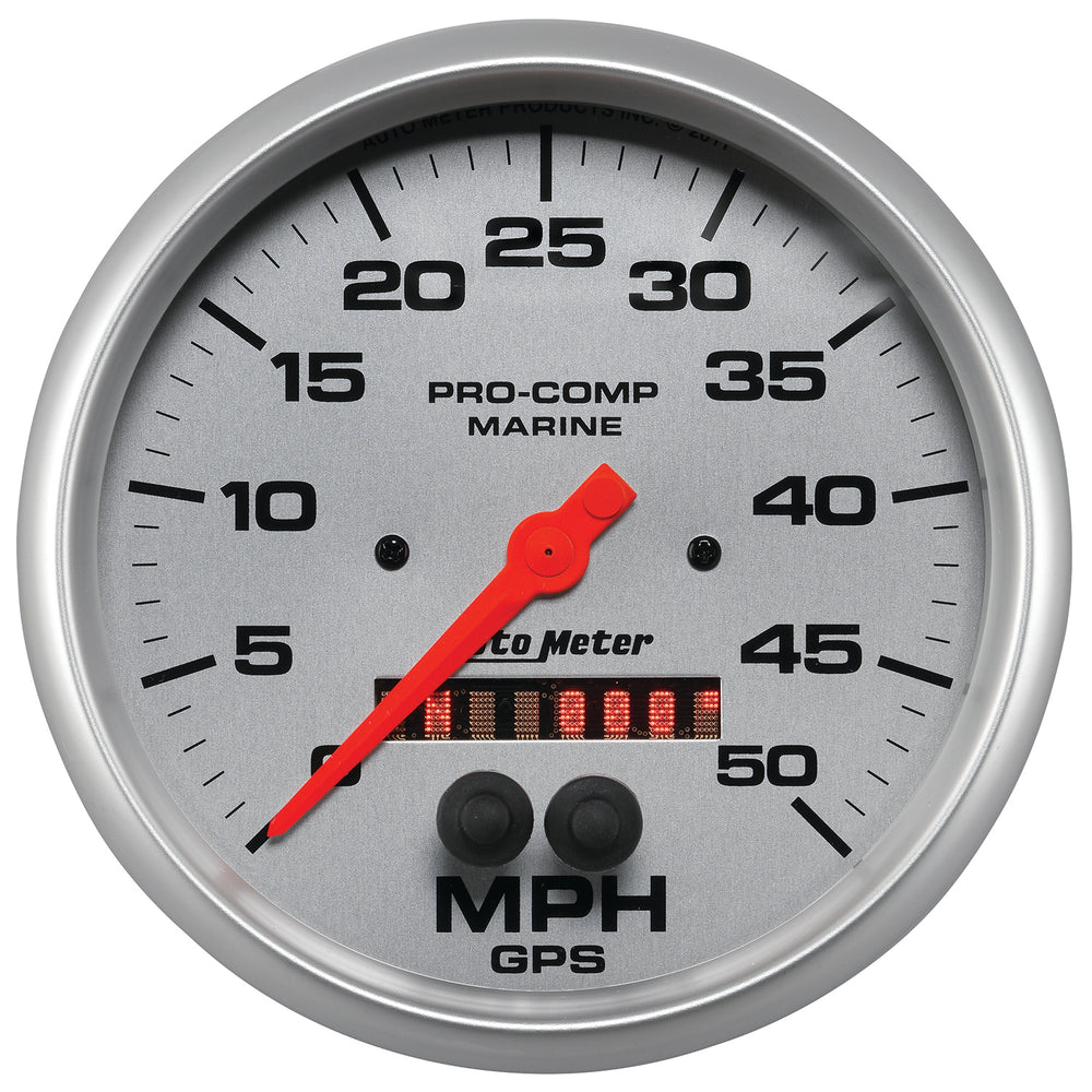 AutoMeter Gauge, Speedometer, 5", 50MPH, GPS, Marine Silver