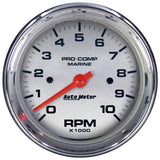 3-3/8" IN-DASH TACHOMETER, 0-10,000 RPM, MARINE CHROME ULTRA-LITE