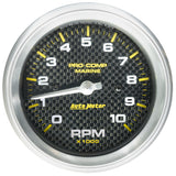 3-3/8" IN-DASH TACHOMETER, 0-10,000 RPM, MARINE CARBON FIBER