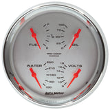 5" QUAD GAUGE, 100 PSI/100-250 F/8-18V/240-33 Ohm, MARINE CHROME