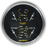 5" QUAD GAUGE, 100 PSI/100-250 F/8-18V/240-33 Ohm, MARINE CARBON FIBER