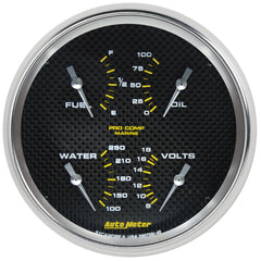 AutoMeter 5" Quad Gauge, 100 PSI/100-250 F/8-18V/240-33 Ohm, Marine Carbon Fiber