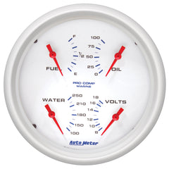 AutoMeter 5" Quad Gauge, 100 PSI/100-250 F/8-18V/240-33 Ohm, Marine White