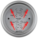 3-3/8" QUAD GAUGE, 100 PSI/100-250 F/8-18V/240-33 Ohm, MARINE SILVER