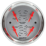 3-3/8" QUAD GAUGE, 100 PSI/100-250 F/8-18V/240-33 Ohm, MARINE CHROME