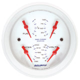3-3/8" QUAD GAUGE, 100 PSI/100-250 F/8-18V/240-33 Ohm, MARINE WHITE