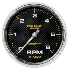 AutoMeter 5" IN-Dash Tachometer, 0-6,000 RPM, Marine Carbon Fiber