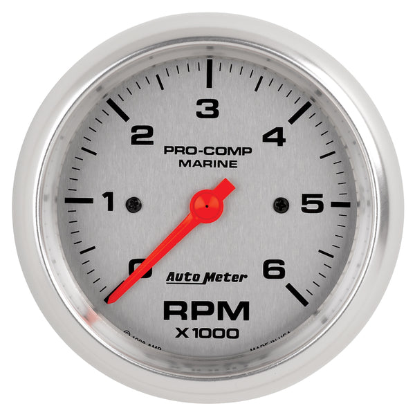 AutoMeter 3-3/8" IN-Dash Tachometer, 0-6,000 RPM, Marine Silver Ultra-Lite