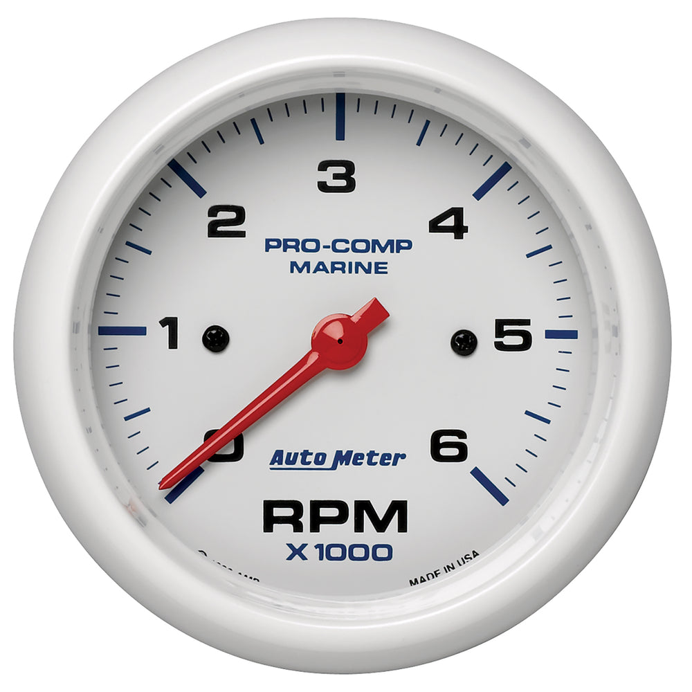 AutoMeter 3-3/8" IN-Dash Tachometer, 0-6,000 RPM, Marine White