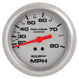 GAUGE, SPEEDOMETER, 3 3/8", 80MPH, MECHANICAL, MARINE SILVER