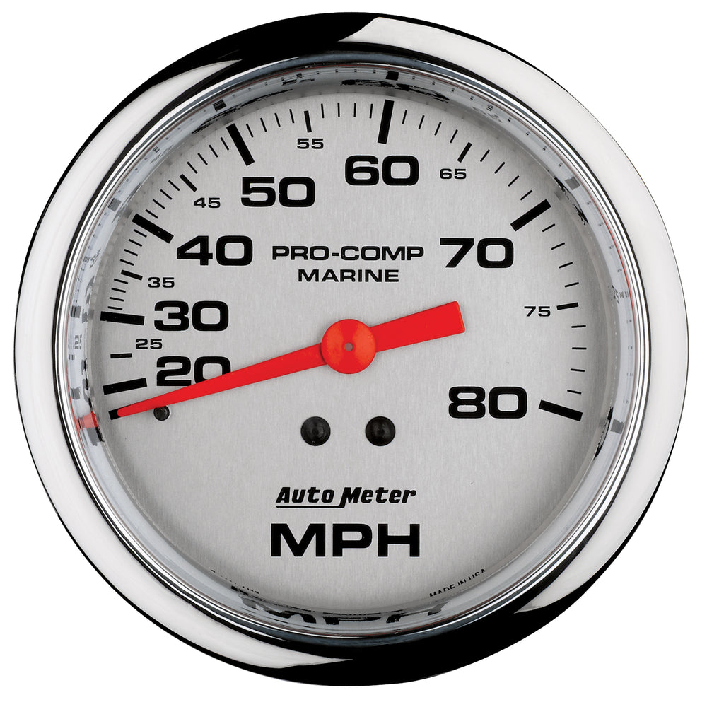 AutoMeter Gauge, Speedometer, 3 3/8", 80MPH, Mechanical, Marine Chrome