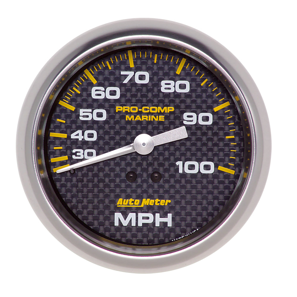 AutoMeter Gauge, Speedometer, 3 3/8", 100MPH, Mechanical, Marine Carbon Fiber
