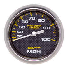 AutoMeter Gauge, Speedometer, 3 3/8", 100MPH, Mechanical, Marine Carbon Fiber