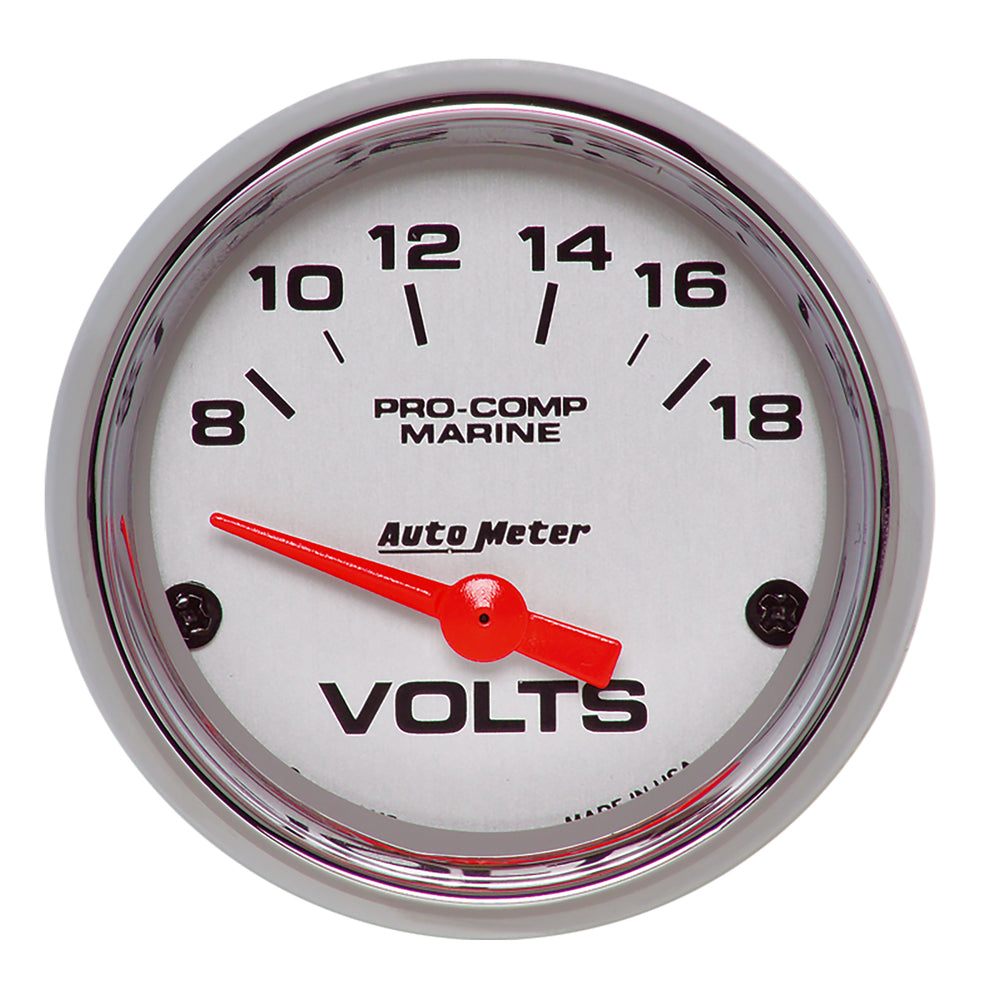 AutoMeter Gauge, Voltmeter, 2 1/16", 18V, Electric, Marine Chrome
