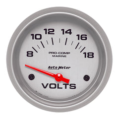 AutoMeter Gauge, Voltmeter, 2 5/8", 18V, Electric, Marine Silver