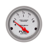 GAUGE, FUEL LEVEL, 2 1/16", 240OE TO 33OF, ELEC, MARINE SILVER