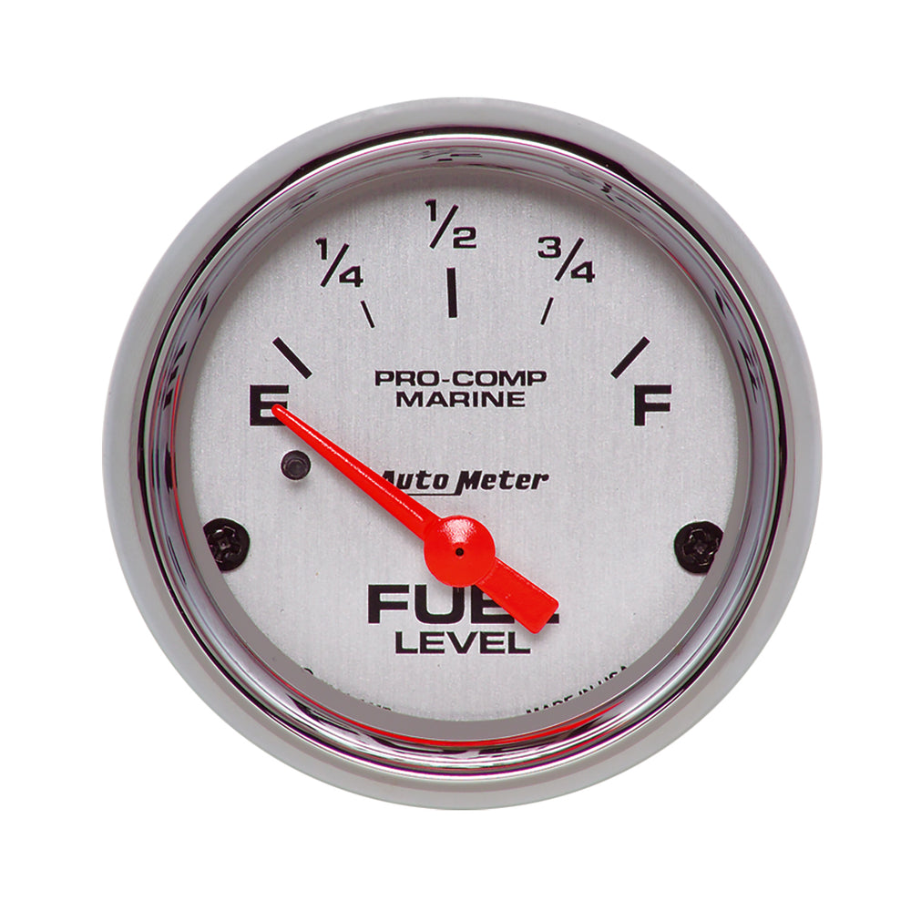 AutoMeter Gauge, Fuel Level, 2 1/16", 240OE to 33OF, Elec, Marine Chrome