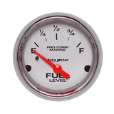 GAUGE, FUEL LEVEL, 2 1/16", 240OE TO 33OF, ELEC, MARINE CHROME