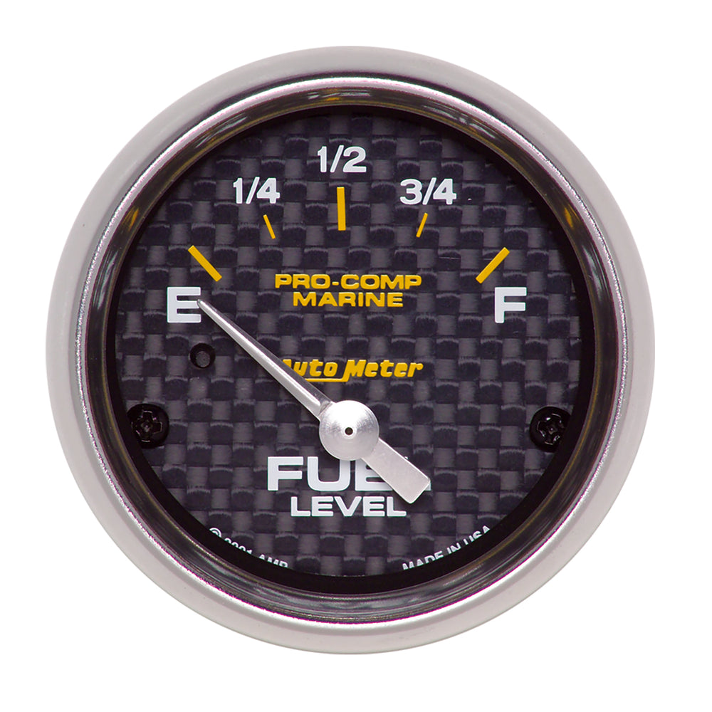 AutoMeter Gauge, Fuel Level, 2 1/16", 240OE to 33OF, Elec, Marine Carbon Fiber