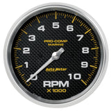 5" IN-DASH TACHOMETER, 0-10,000 RPM, MARINE CARBON FIBER