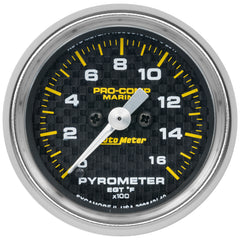 AutoMeter Gauge, Pyrometer, 2 1/16", 0-1,600°F, Marine Carbon Fiber