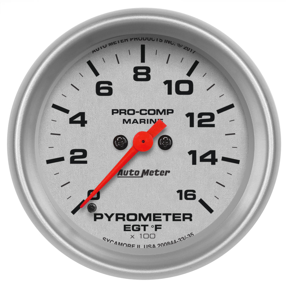 AutoMeter 2-5/8" Pyrometer, 0-1,600 ºF, Marine Silver Ultra-Lite