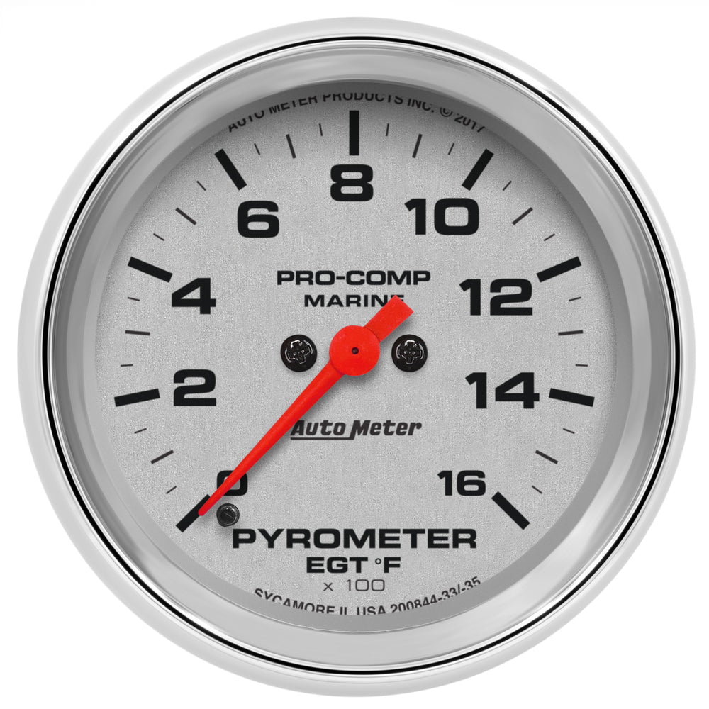 AutoMeter 2-5/8" Pyrometer, 0-1,600 ºF, Marine Chrome Ultra-Lite