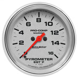 2-5/8" PYROMETER, 0-1,600 ºF, MARINE CHROME ULTRA-LITE