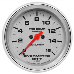 AutoMeter 2-5/8" Pyrometer, 0-1,600 ºF, Marine Chrome Ultra-Lite