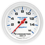 2-5/8" PYROMETER, 0-1,600 ºF, MARINE SILVER WHITE