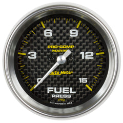 AutoMeter Gauge, Fuel Pressure, 2 1/16", 15PSI, Digital Stepper Motor, Marine Carbon Fiber