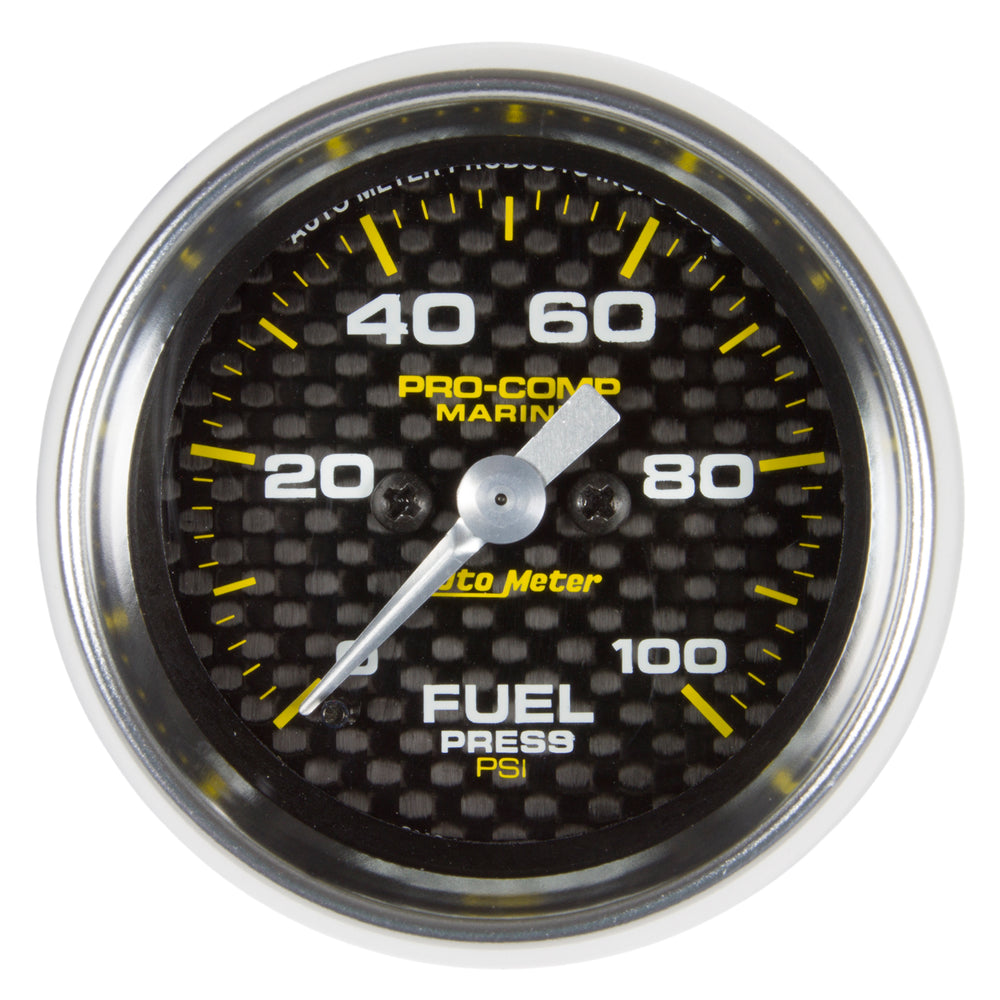 AutoMeter Gauge, Fuel Pressure, 2 1/16", 100PSI, Digital Stepper Motor, Marine Carbon