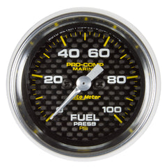 AutoMeter Gauge, Fuel Pressure, 2 1/16", 100PSI, Digital Stepper Motor, Marine Carbon