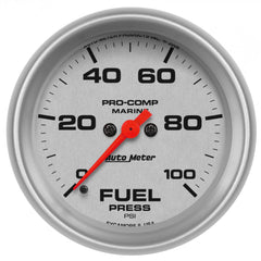 AutoMeter 2-5/8" Fuel Pressure, 0-100 PSI, Marine Silver Ultra-Lite