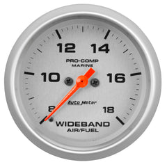 AutoMeter Gauge, Air/Fuel Ratio-Wideband, Analog, 2 5/8", 8:1-18:1, Stpr Mtr, Marine Silvr