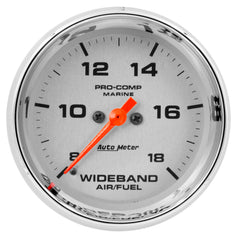 AutoMeter Gauge, Air/Fuel Ratio-Wideband, Analog, 2 5/8", 8:1-18:1, Stpr Mtr, Marine Chrme