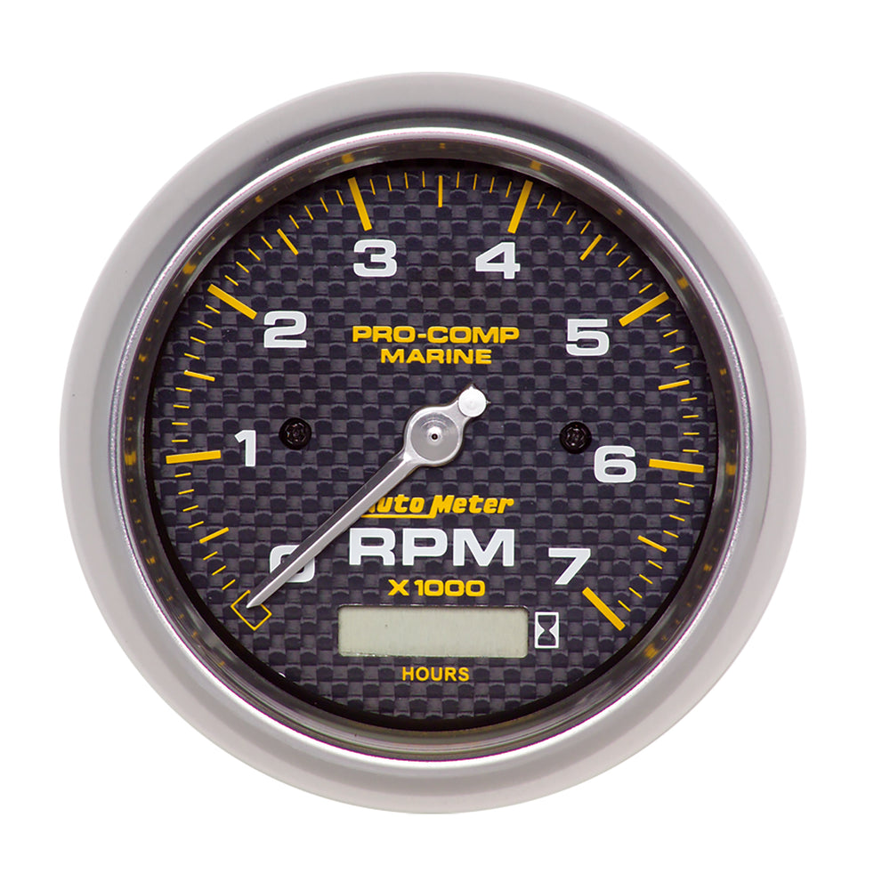AutoMeter 3-3/8" IN-Dash Tachometer with Hour Meter, 0-7,000 RPM, Marine Carbon Fiber